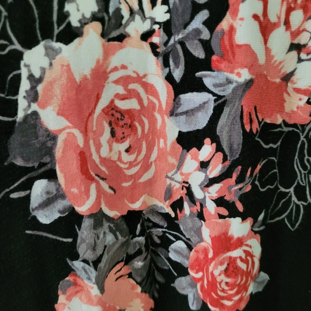 Torrid Black and Pink Floral Soft Knit Dress Size 2 - Picture 5 of 5